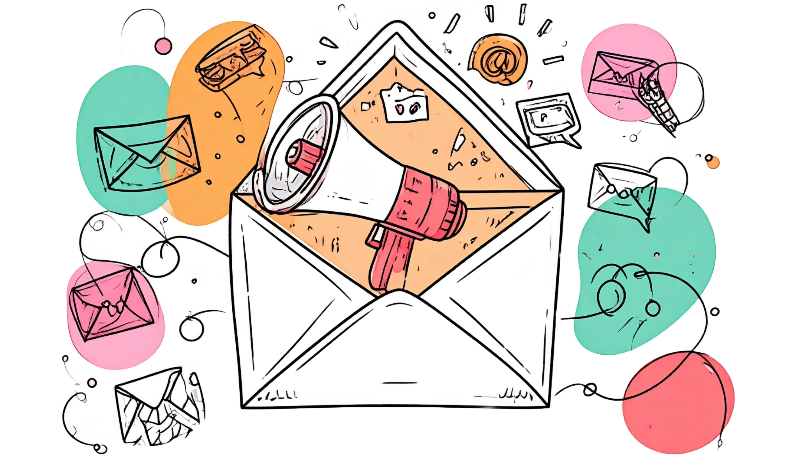 Doodle di un hacker con espressione cattiva seduto alla scrivania con una canna da pesca mentre ruba informazioni da un computer